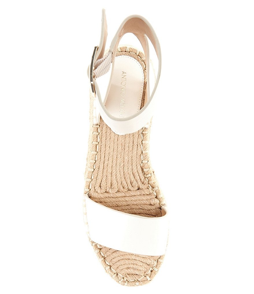 Antonio Melani Fosterr Leather Ankle Strap Espadrille Wedges
