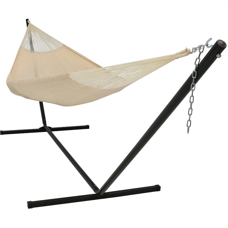 Hand-Woven Mayan Hammock Double Size - Natural - Sunnydaze Decor