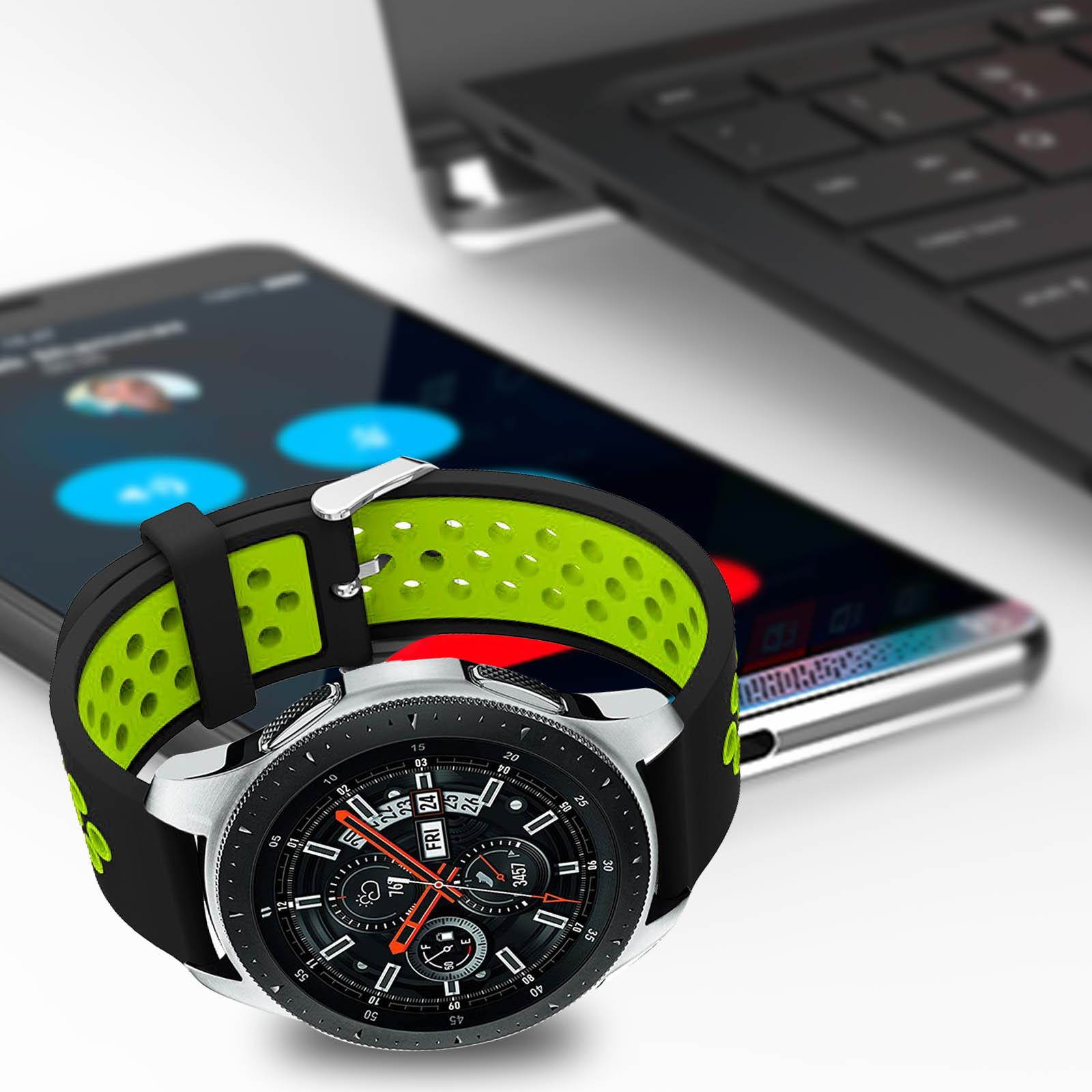 Samsung Galaxy Watch 46mm breathable silicone replacement bracelet - Black/Green