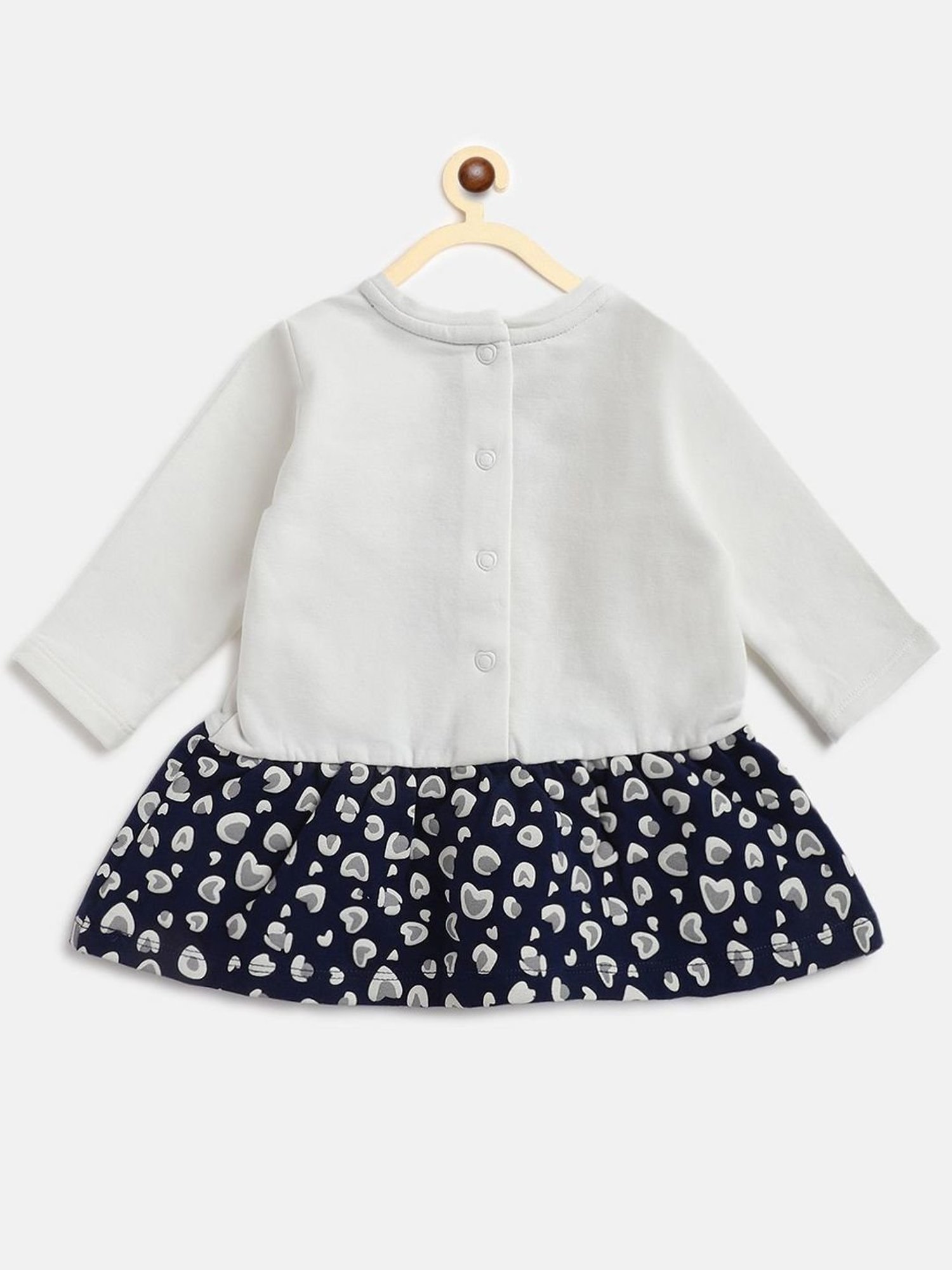 Chicco Kids White & Blue Cotton Printed Full Sleeves Dress