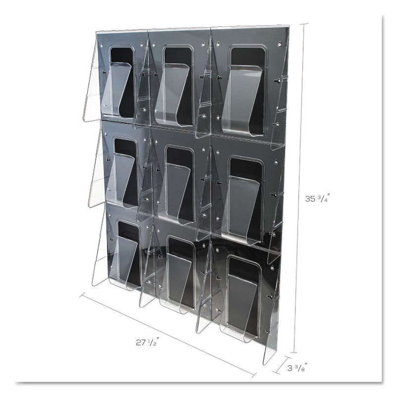 Deflecto Multi-Pocket Wall-Mount Literature Systems 27 1/2w x 35 5/8h Clear/Black 56801