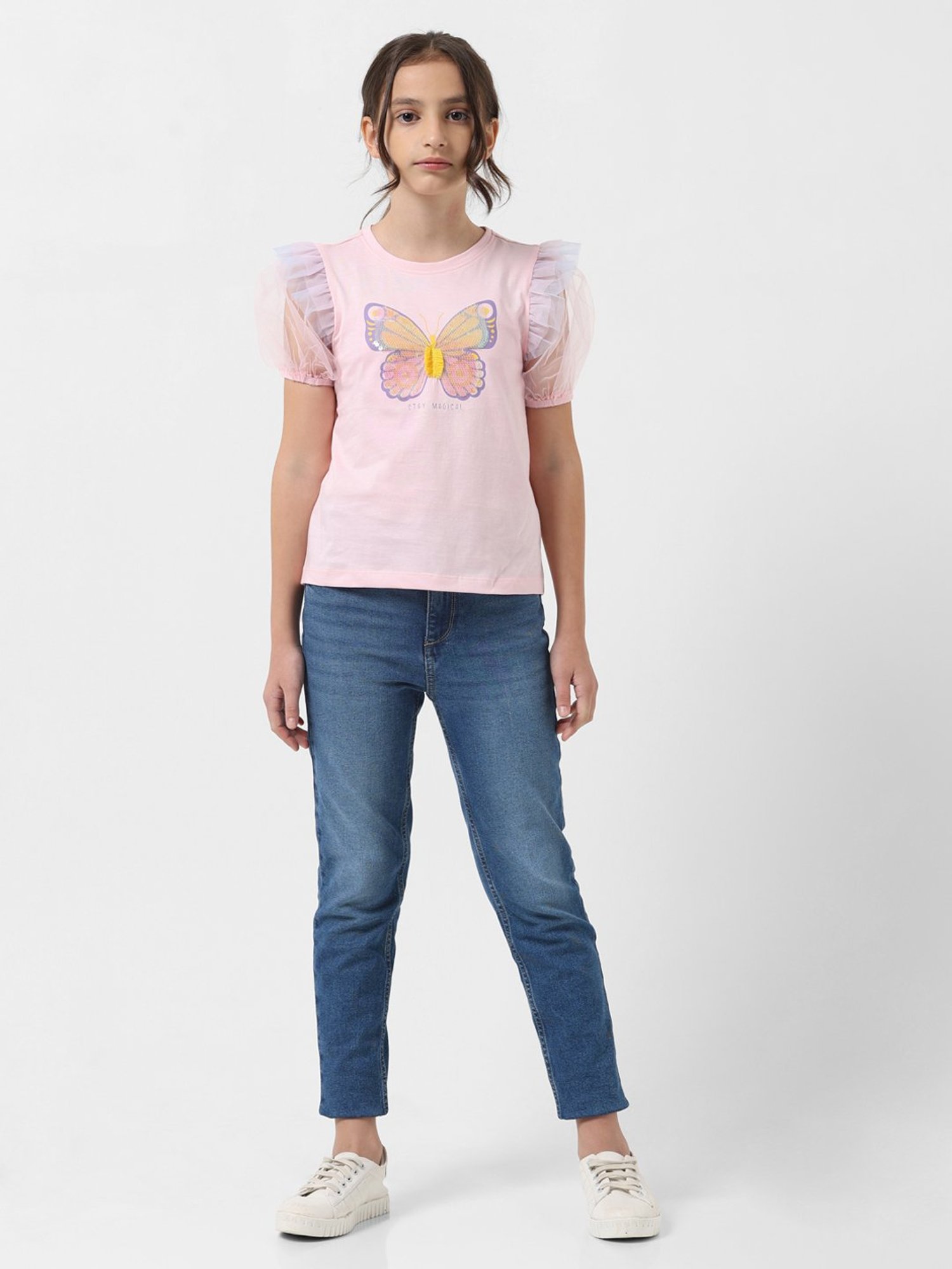 VERO MODA GIRL Pink Embellished Top