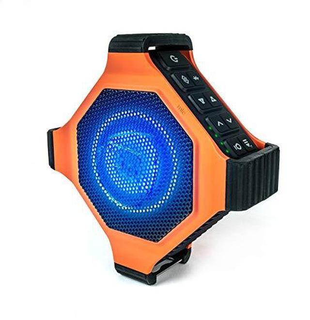 ECOXGEAR EcoEdge Plus GDI-EXEGPL400 Rugged Waterproof Floating Portable Bluetooth Wireless 20 Watt Smart Speaker with Bottle Opener and LED Party Lights (Orange)