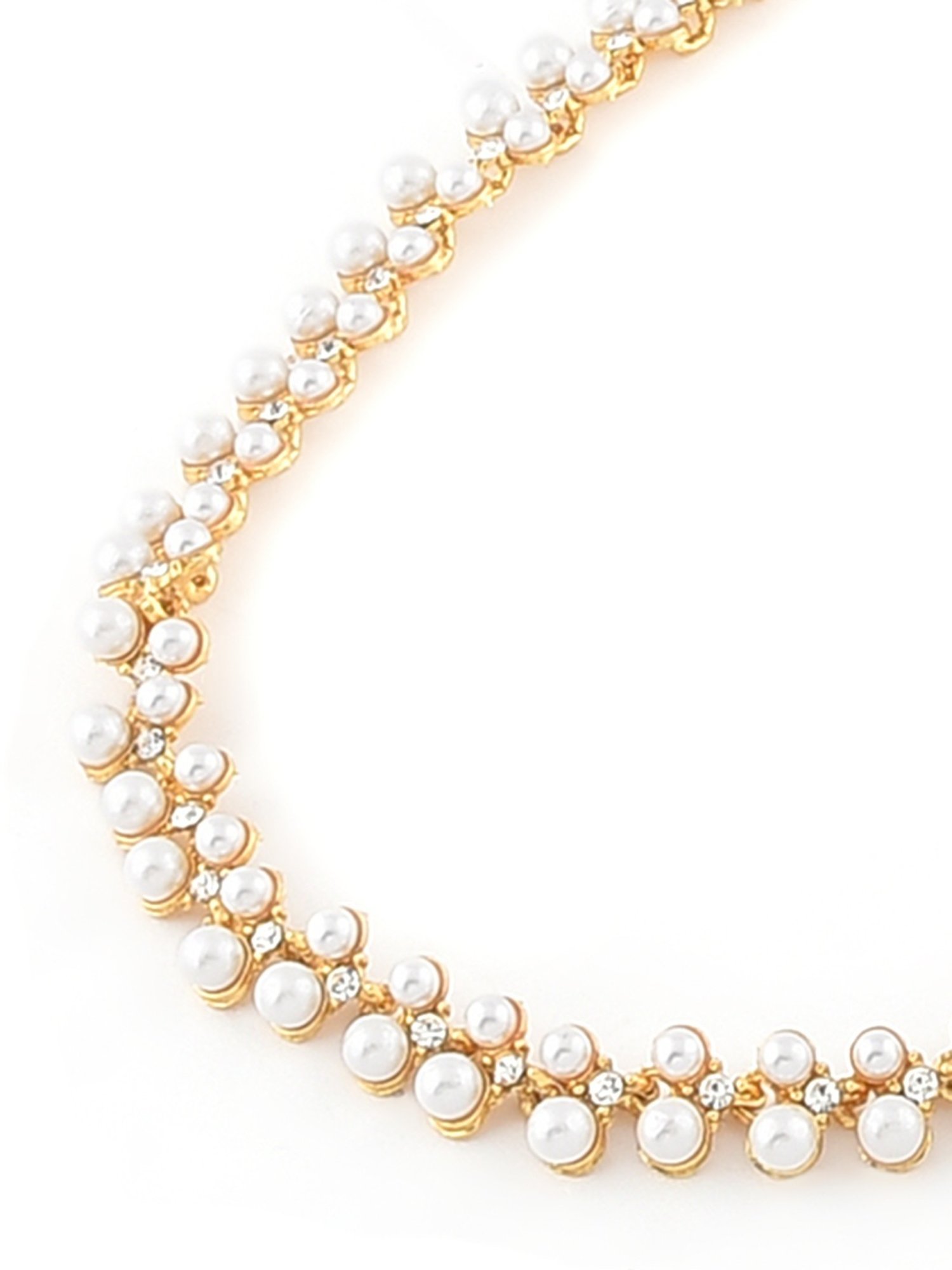 Zaveri Pearls Gold Tone Contemporary Look Pearls Choker Necklace & Earring Set-ZPFK9439