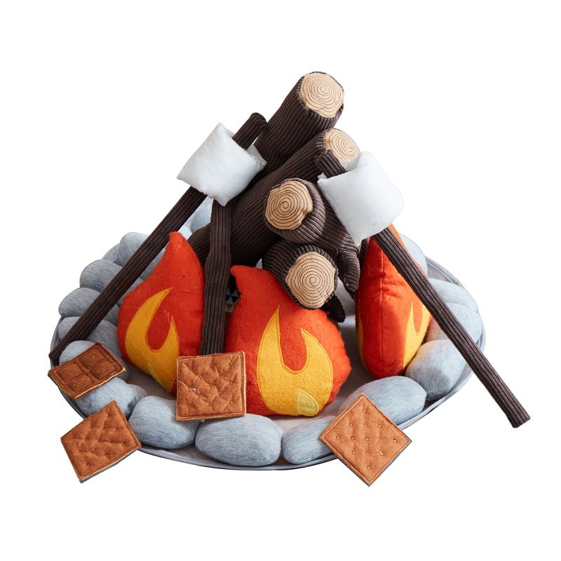 Wonder&Wise Kids Campout Camp Fire and S'mores Super Soft Plush Pillow Child Toy Camping Pretend Imaginative Play Set for Ages 3 and Up, 16 Piece