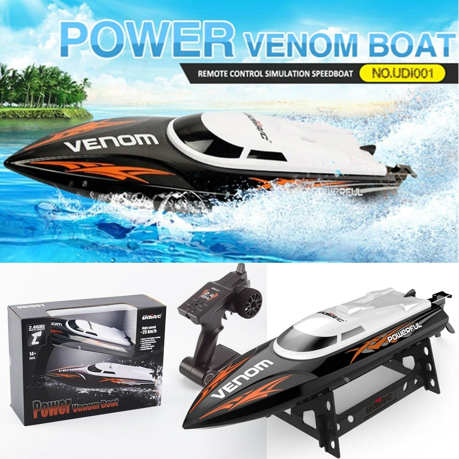 RC Boat 2.4GHz Remote Control Power Venom Boat High Speed Electric Boat