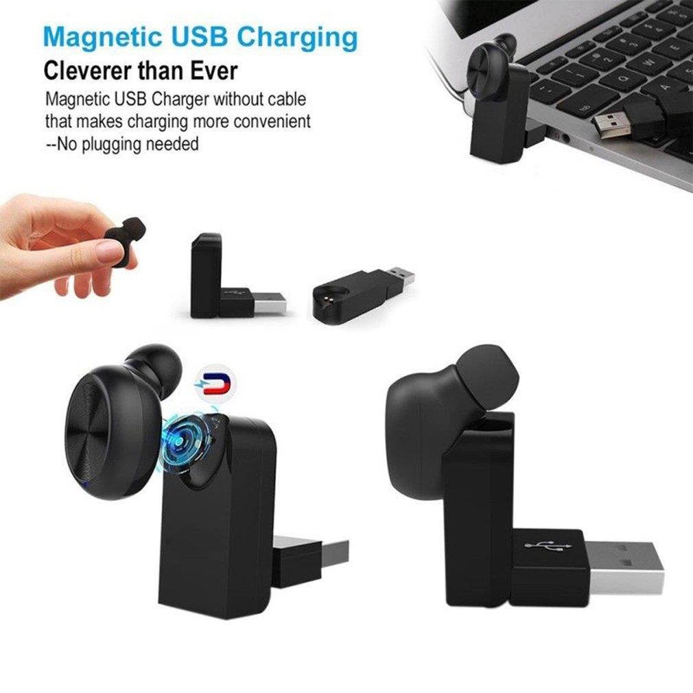 Mini USB Magnetic Charging Bluetooth Wireless Earphone In-ear Stereo Earbuds Hand-free Headset With Microphone For Smartphone