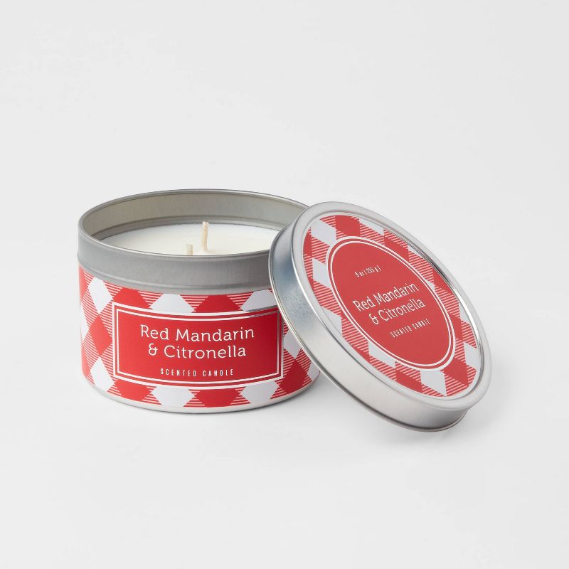 9oz Jar 2-Wick Americana Citronella Red Mandarin Candle - Sun Squad™