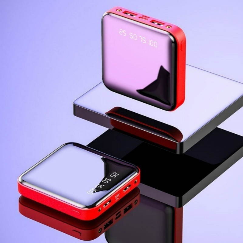 New 500000mAh Huge Capacity Mini Power Bank Digital Display External Battery Charger Full Mirror Screen Dual USB Fast Charging Power Bank