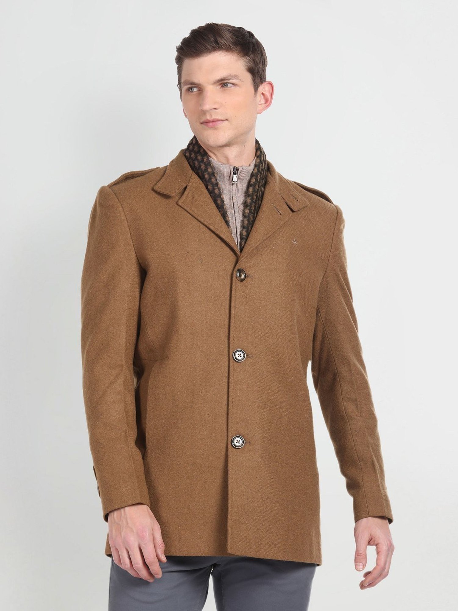 Arrow Sport Brown Regular Fit Overcoat