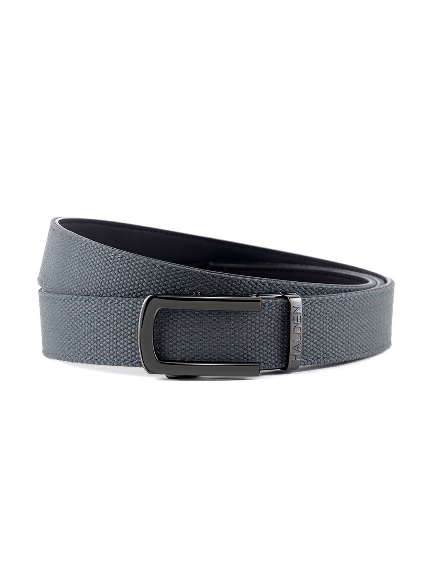 Halden Grey Woven Casual Belt With Classic Black Glossy Buckle