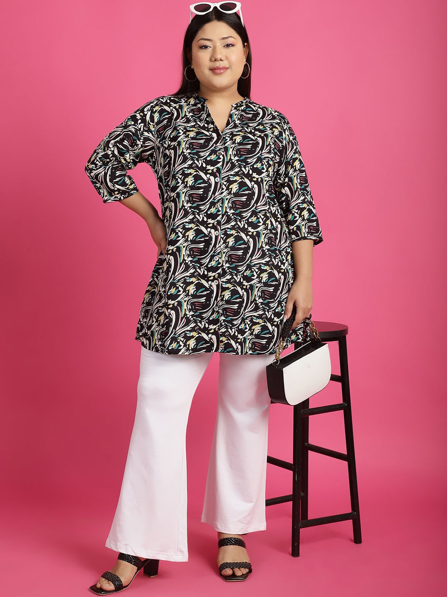 theRebelinme Black Floral Print Shirt