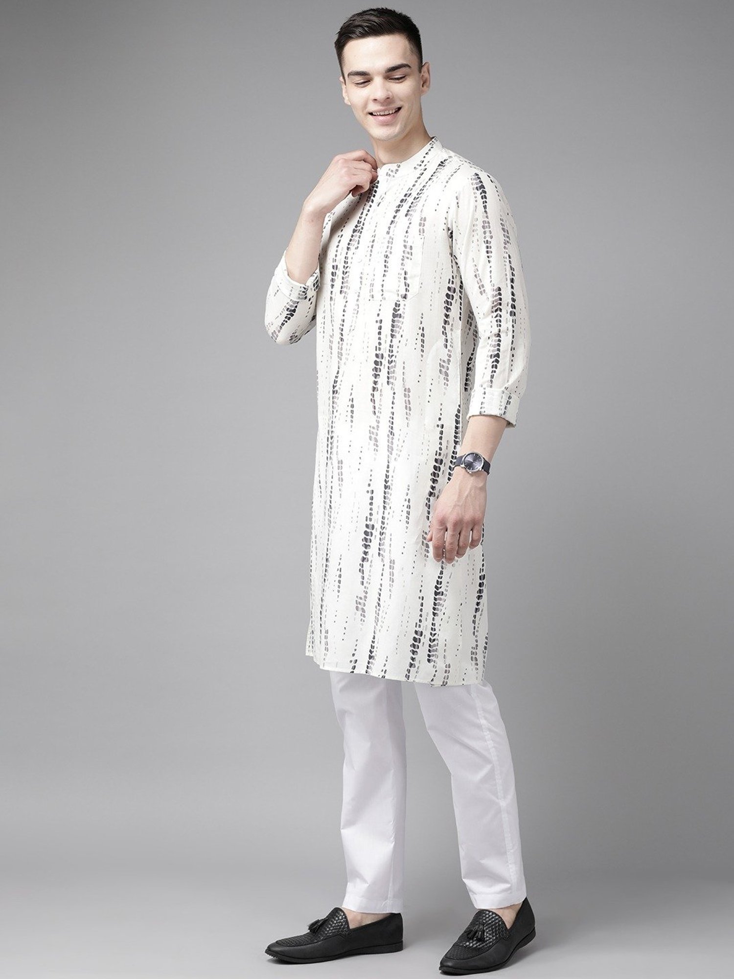 See Designs White Cotton Regular Fit Printed Kurta Bottom Set