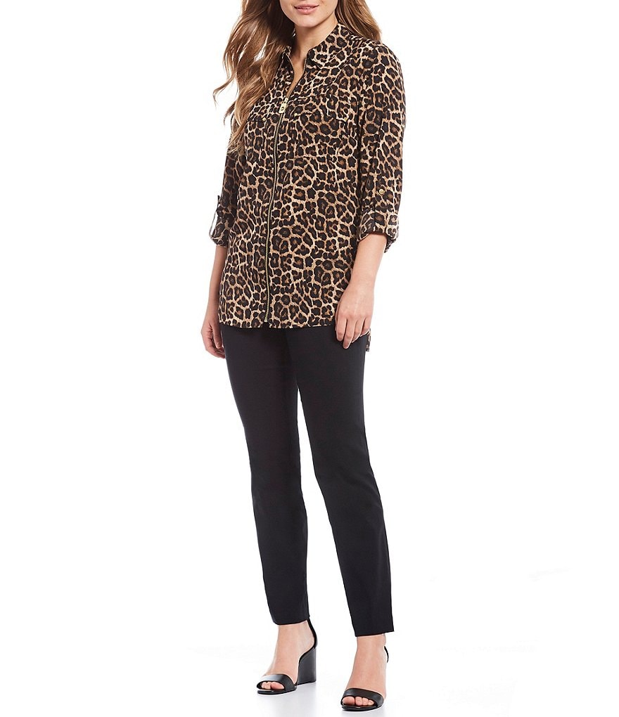 Tommy Hilfiger V-Neck Long Sleeve Printed Button Front Blouse