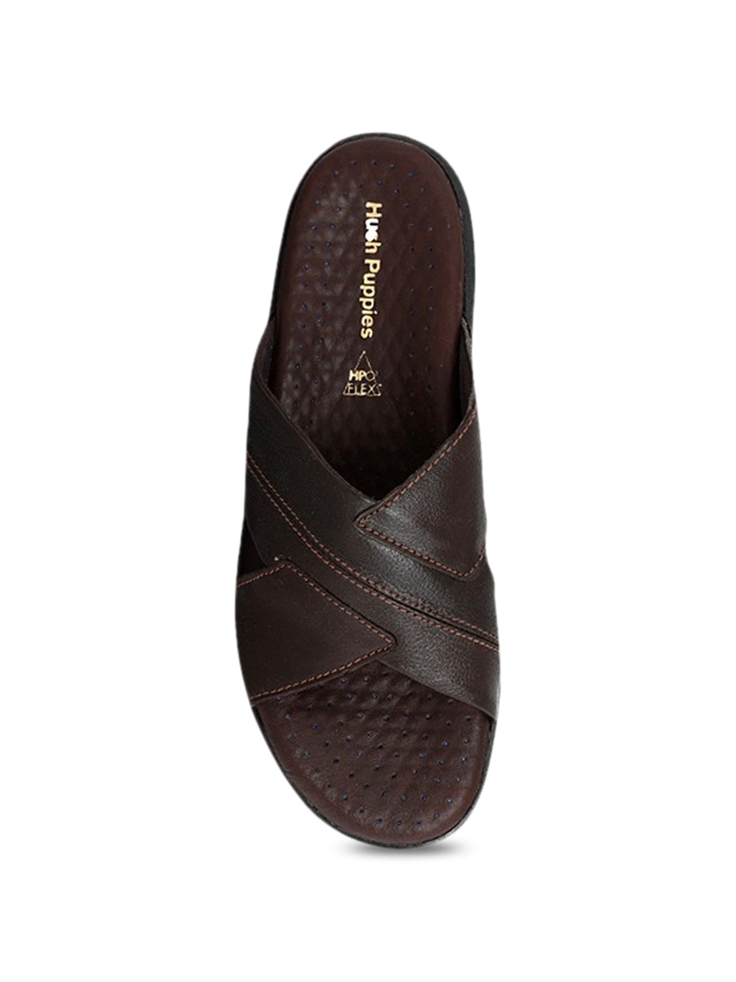 Hush Puppies by Bata Men's Charles Dark Brown Cross Strap Sandals