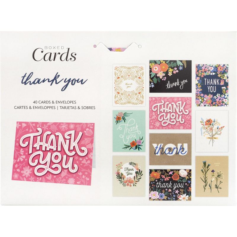 American Crafts A2 Cards W/Envelopes 4"X6" 40/Box-Blank - Thank You