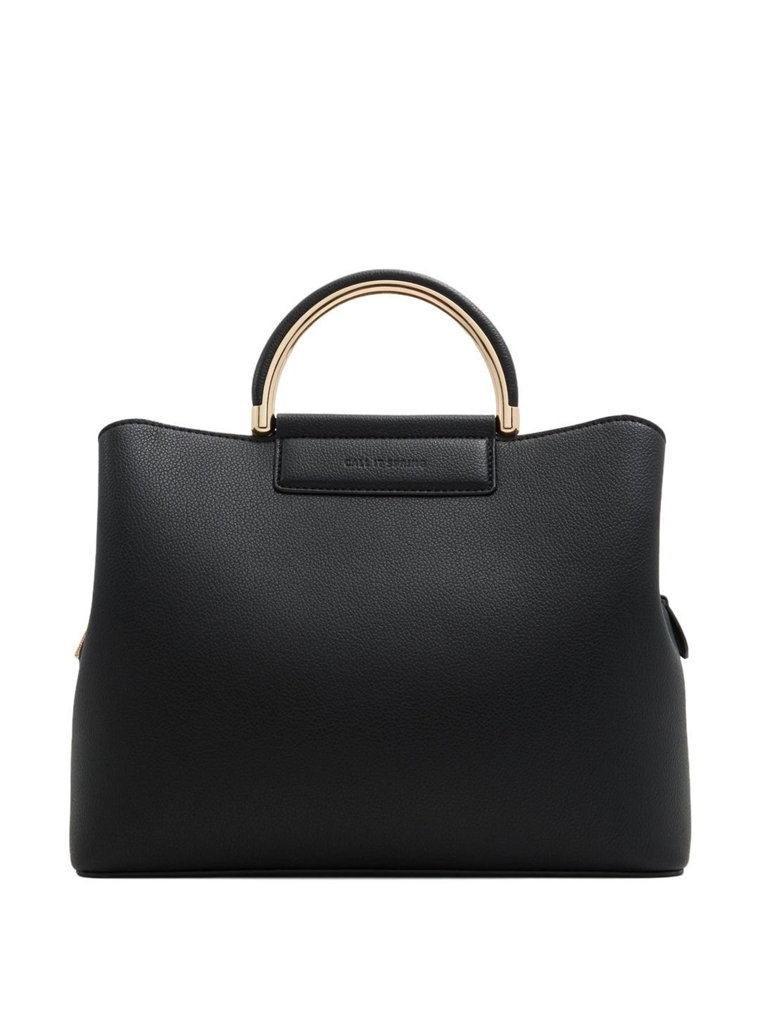 Call It Spring Black Solid Medium Satchel Handbag