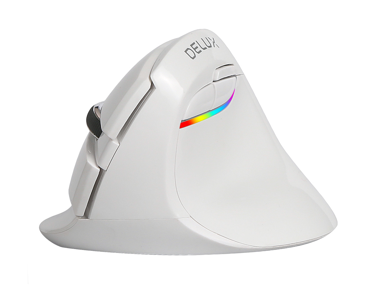 DELUX Wireless Small Vertical Mouse, Type-C Rechargeable Dual Mode Silent Ergonomic Mice with Bluetooth 4.0 and USB Nano Receiver, 4 Adjustable DPI and 6 Buttons (M618mini-White)