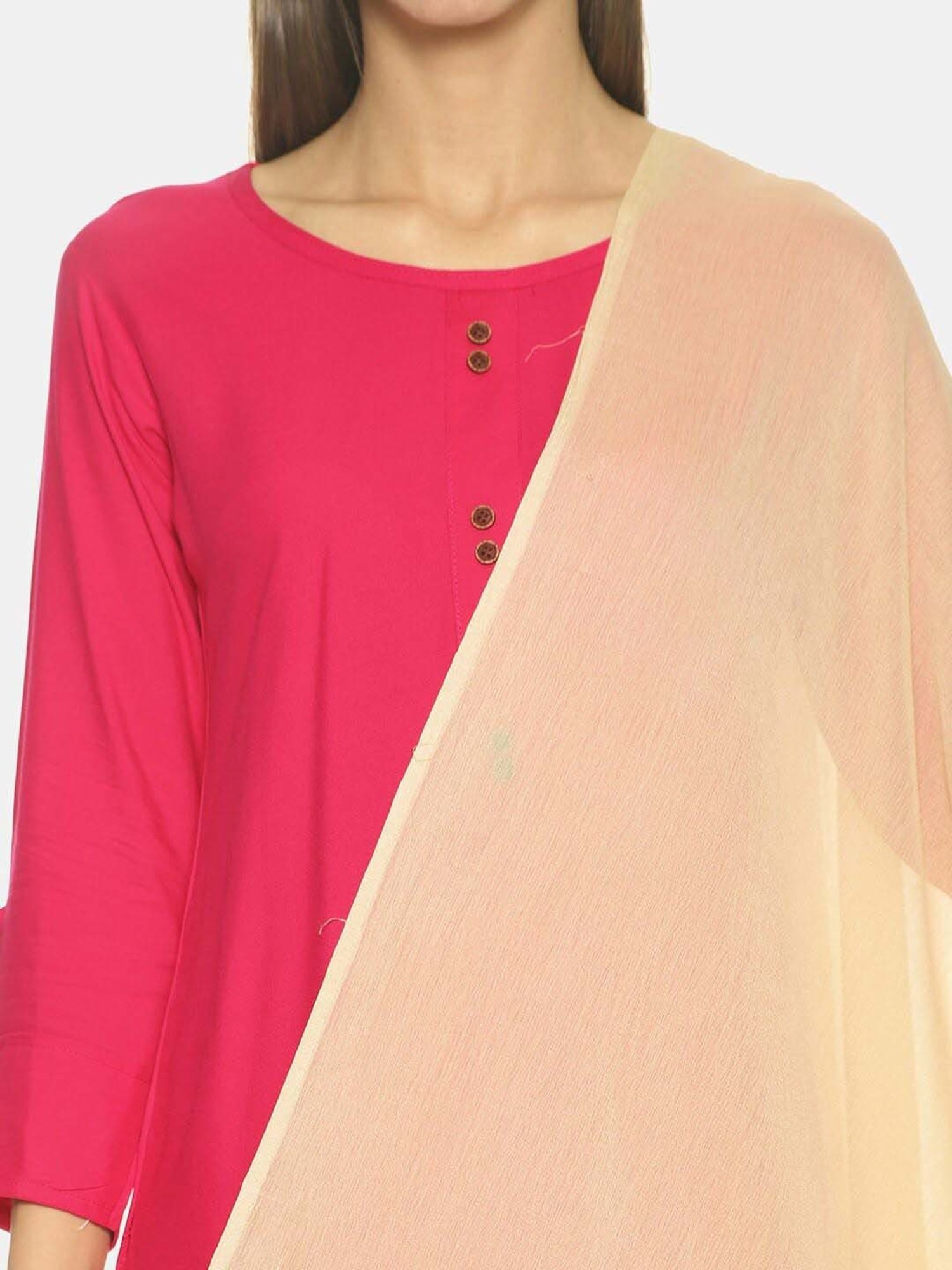 TWIN BIRDS Maroon & Beige Plain Dupatta - Pack Of 2