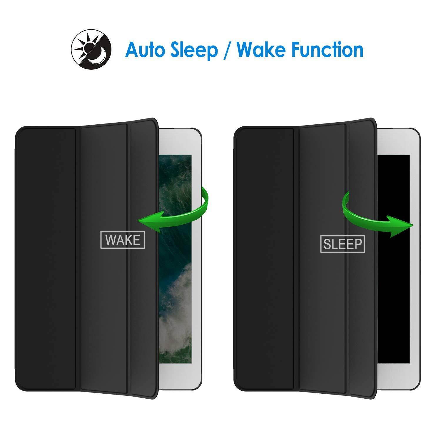 jetech case for apple ipad air 1st edition (not for ipad air 2), smart cover with auto wake/sleep, black