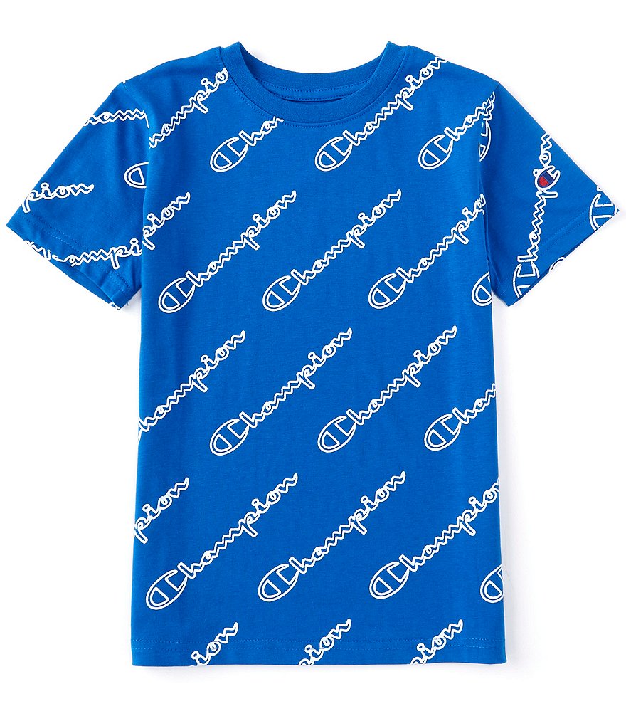Champion Big Boys 8-20 Short-Sleeve Diagonal Script Print Tee