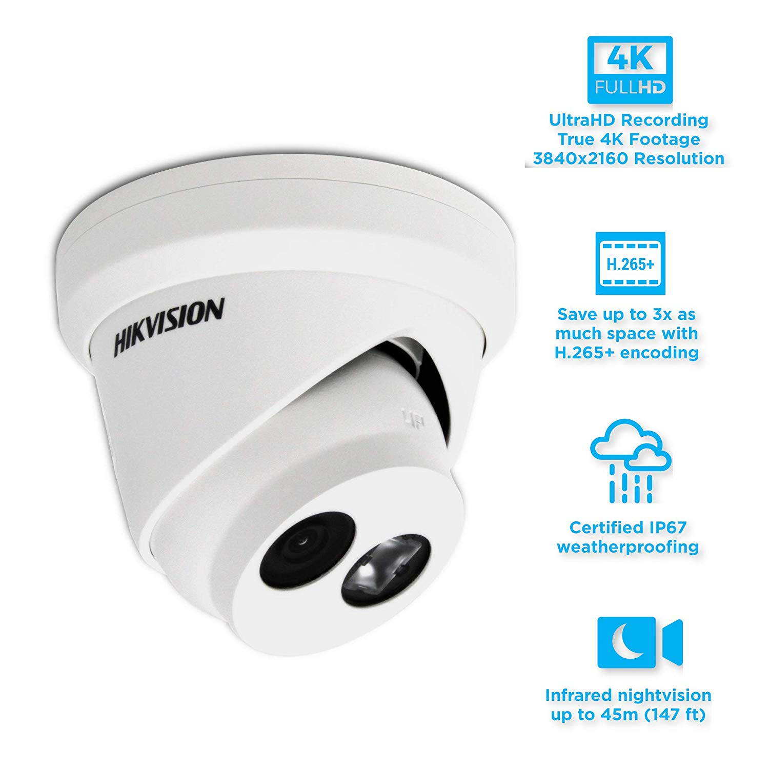 Hikvision  UltraHD 4K 8MP Outdoor Security PoE IP Camera DS-2CD2383G0-I,4.0mm Fixed Lens,3840 &times; 2160,EXIR Turret Network Surveillance Camera,30m Night Vision,H.265+, IP67 Waterproof, 1-Pack