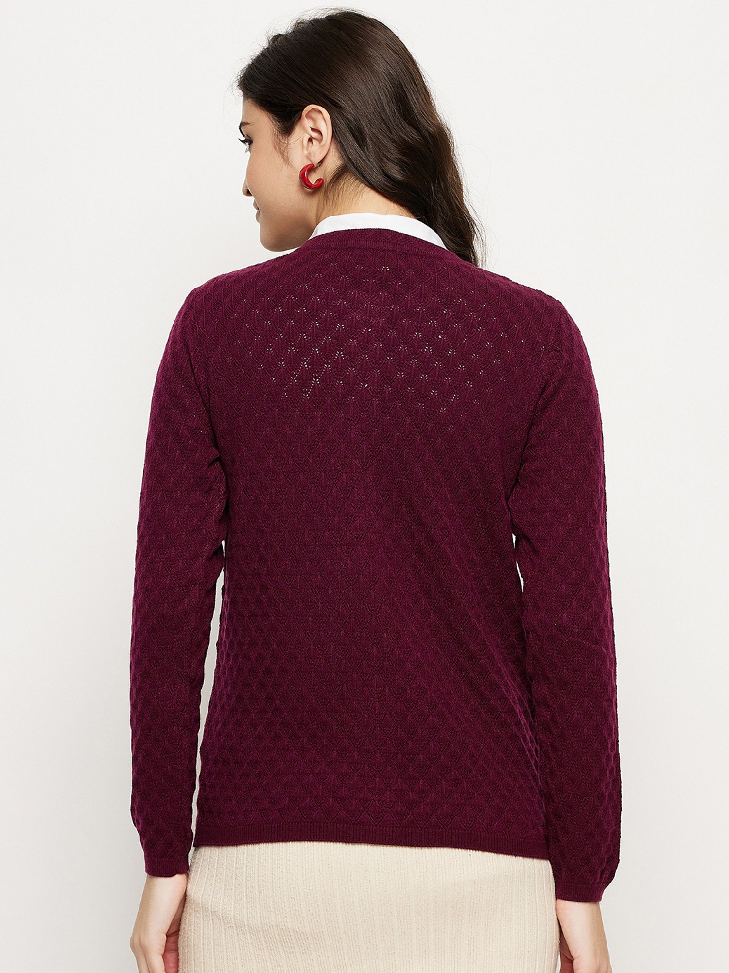 MADAME Wine Regular Fit Cardigan