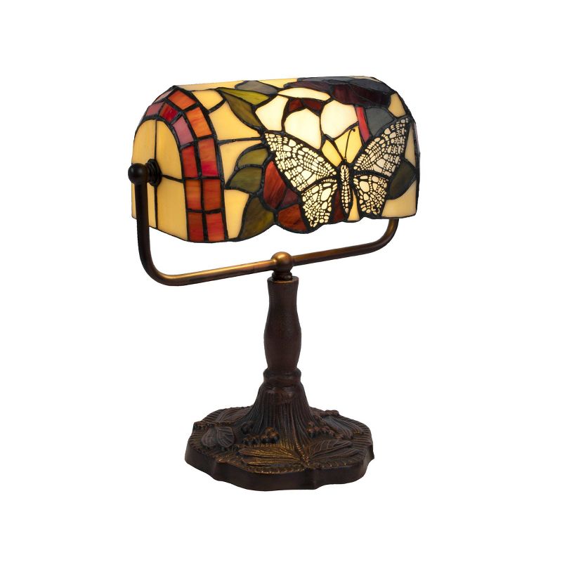Tiffany Style Bankers Lamp with Butterfly Design