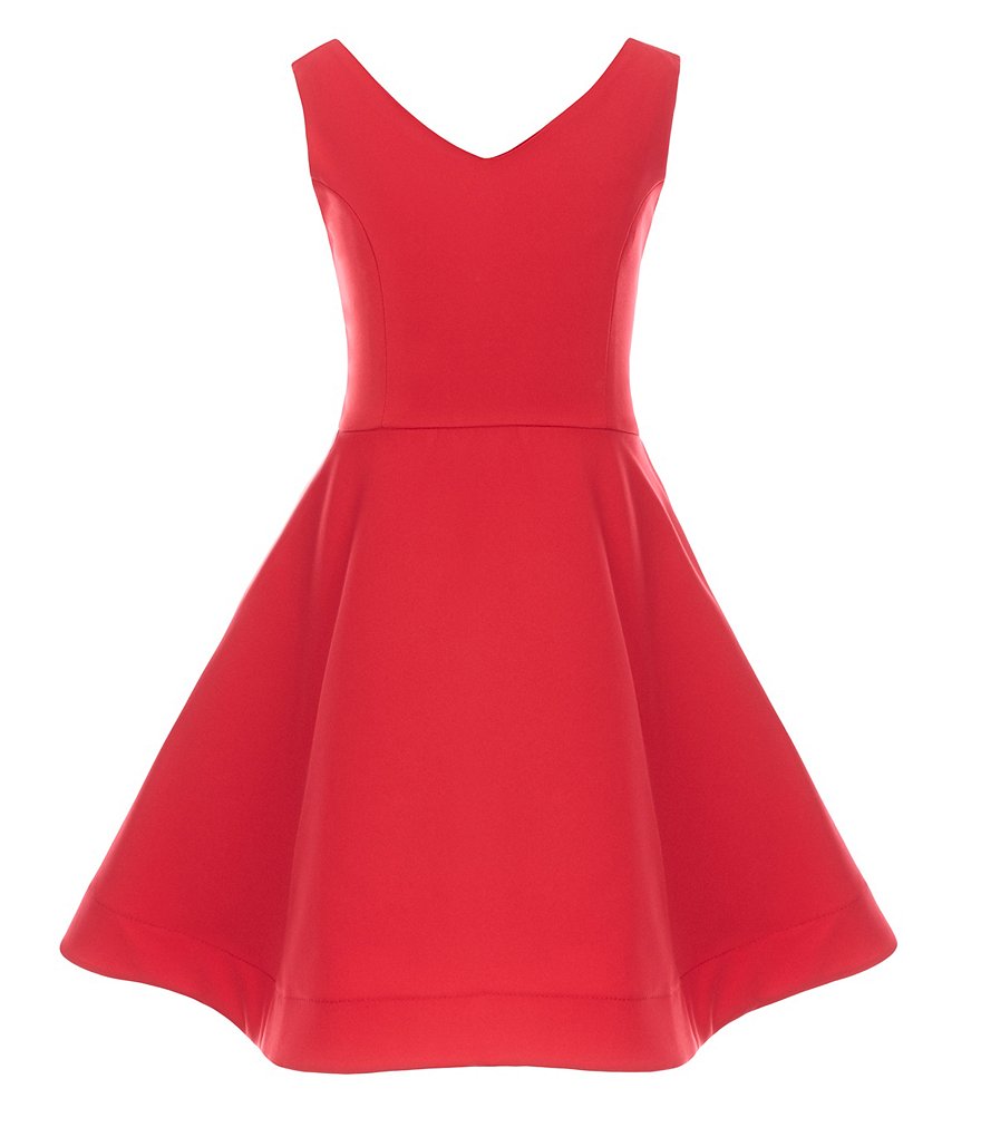 Rare Editions Big Girls 7-16 Sleeveless Bow-Back Fit-And-Flare Dress