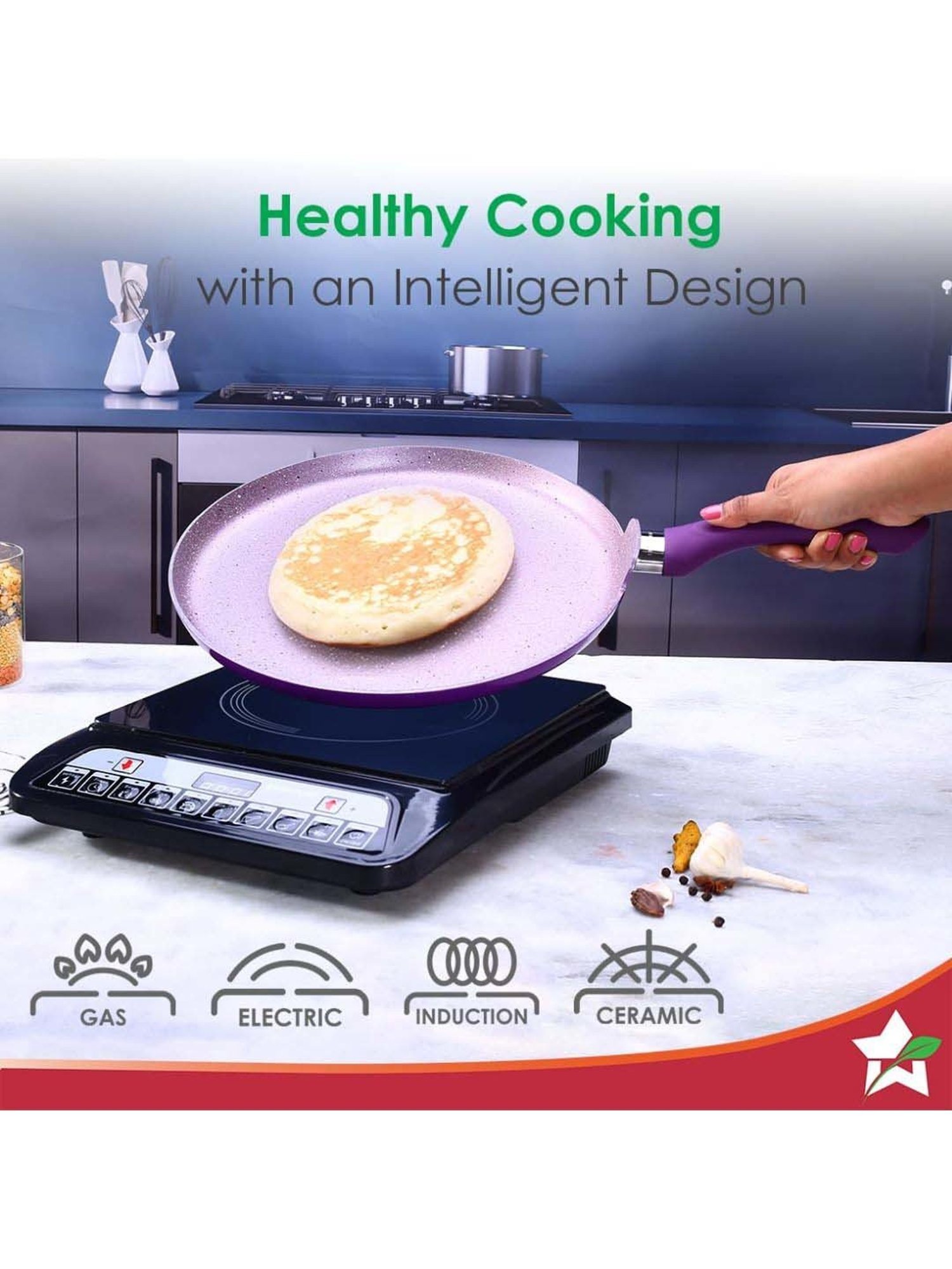 Sumeet Gold Series Pre Seasoned Cast Iron Concave Tawa for Roti 27cm 1.8kg, Gas & Induction-Friendly