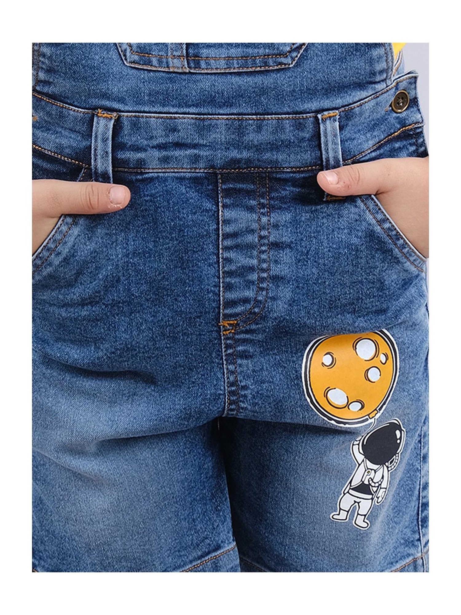 Kiddopanti Kids Blue Solid Dungaree