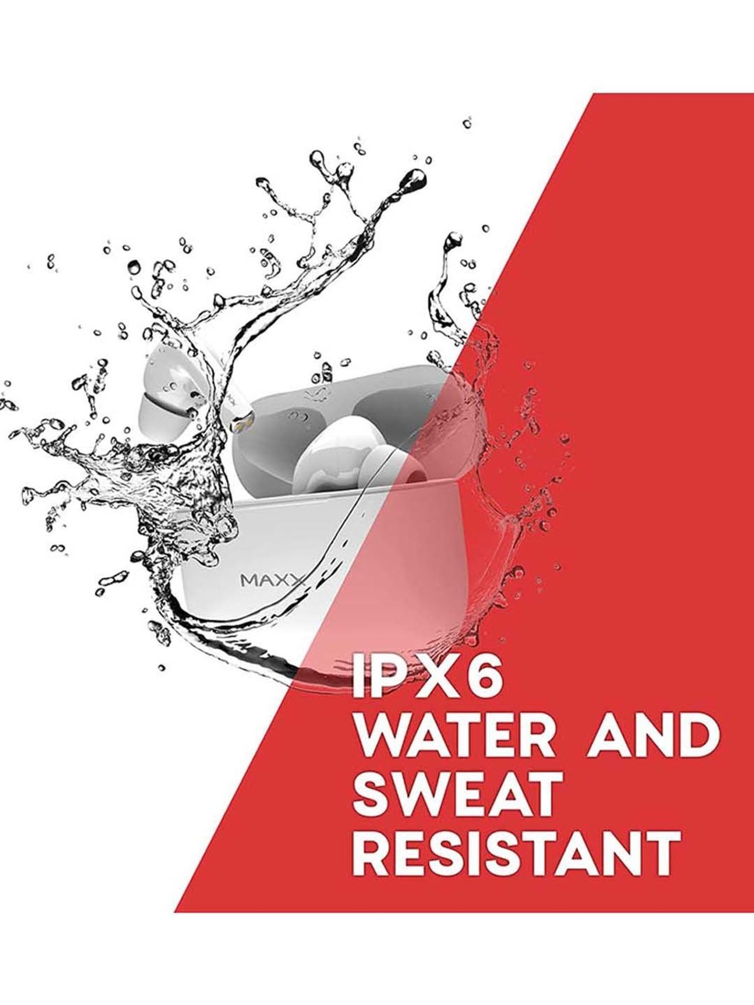 Maxx PX3 Truly Wireless Earbuds with IPX6 Water and Sweat Resistant (White)