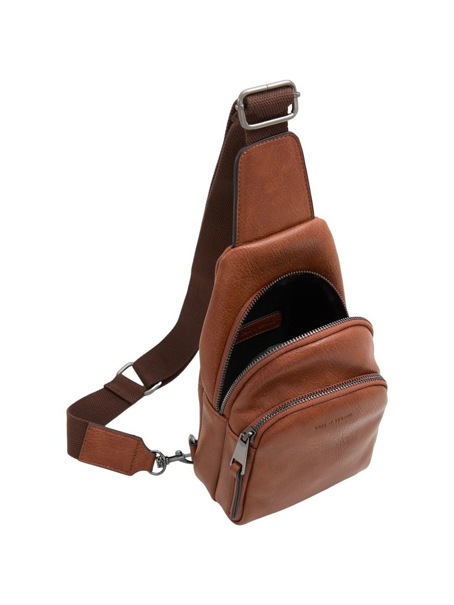 HiLEDER Brown Textured Small Leather 12 inch Cross Body Bag