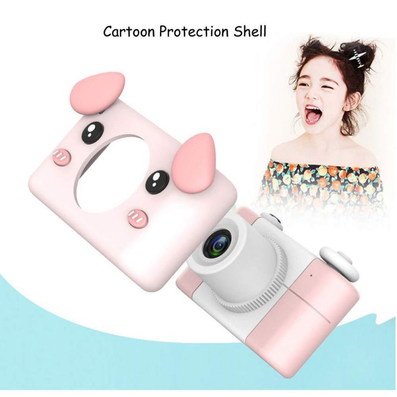 Tipmant Cartoon Smart Children's Digital Camera 8 MPX, 4X Optical Zoom, 2" IPS HD Screen, 17mm Lens for School Students Boys Girls Kids Gift (with 16GB TF Card,Pink Pig)