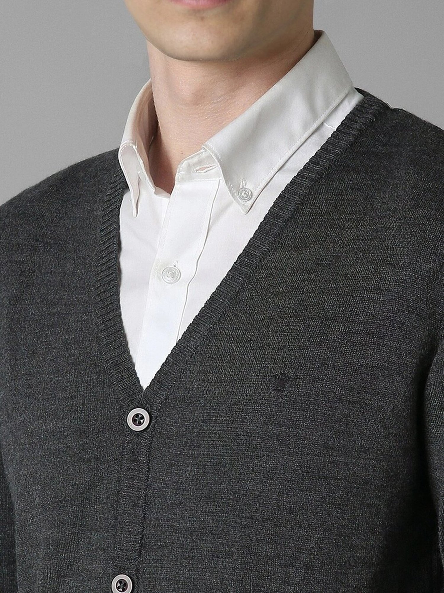 Louis Philippe Grey Regular Fit Sweater