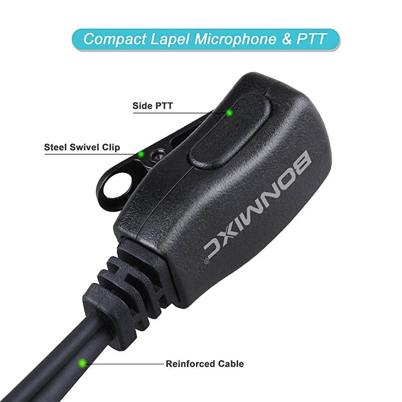2 Pack Walkie Talkie Earpiece Mic PTT Compatible with Motorola Talkabout Cobra 25mm 1Pin TwoWay Radio Earpiece Reinforced Cable G Shape inEar