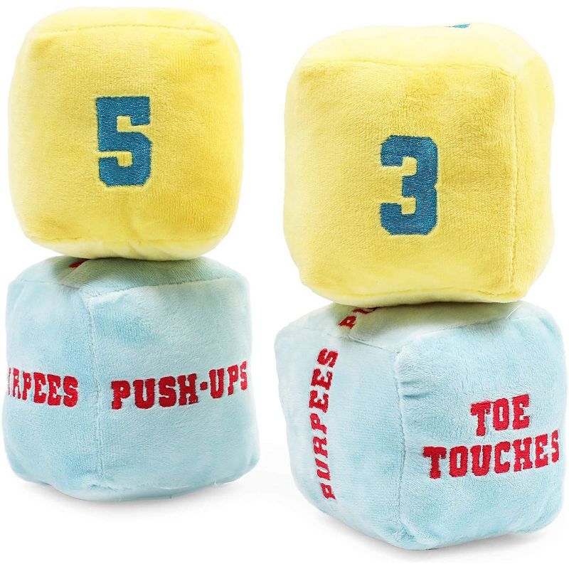 Blue Panda Set of 4 Plush Exercise Dice & Activity Cubes, 6-Sided Fitness Workout Games for Kids, 4"