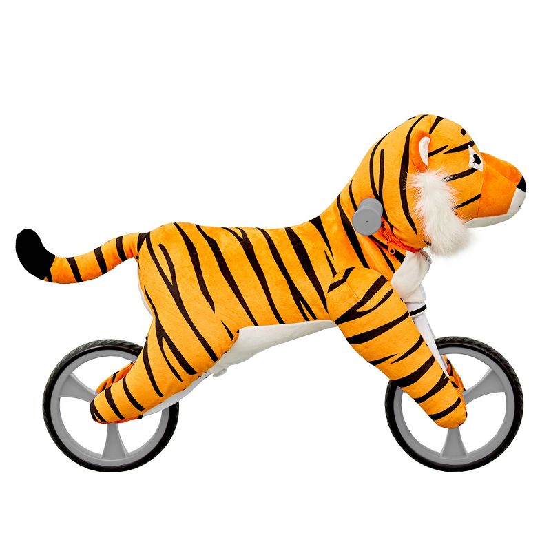 Wonder&Wise Kid's Animal Plush Toddler 20.5 Inch Tall Adjustable Training Balance Bike Ride On Toy, Ages 2 Years Old to 5 Years Old, Tiger
