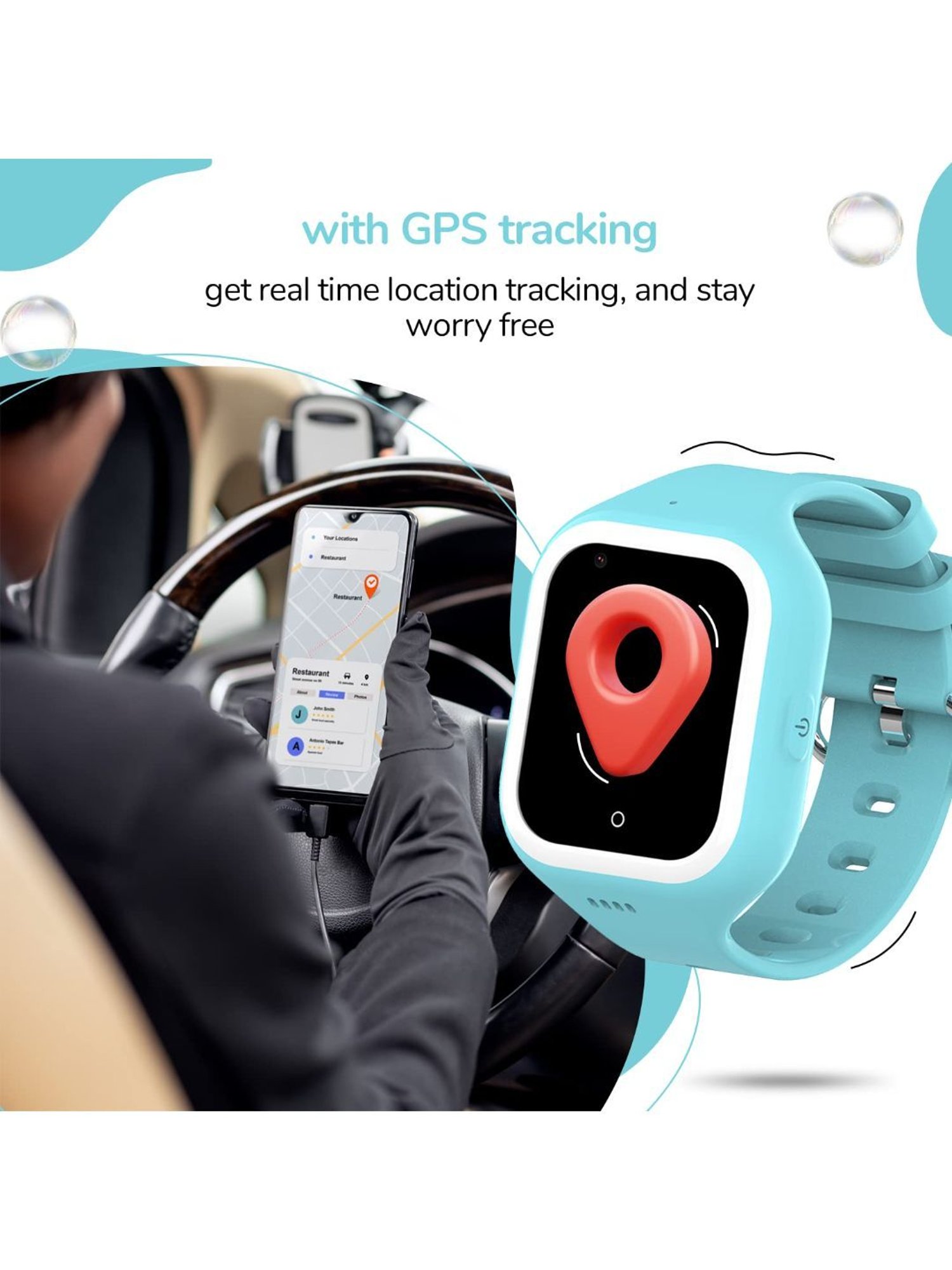 Turet Jellybean Kids Smart Watch, GPS Tracker with Voice & Video Call, 4G Sim Enabled (Blue)