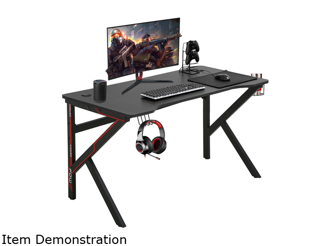 Gaming Desk Computer Desk Home Office Desk Extra Large Modern Ergonomic Black PC Carbon Fiber Writing Desk Table with Cup Holder Headphone Hook