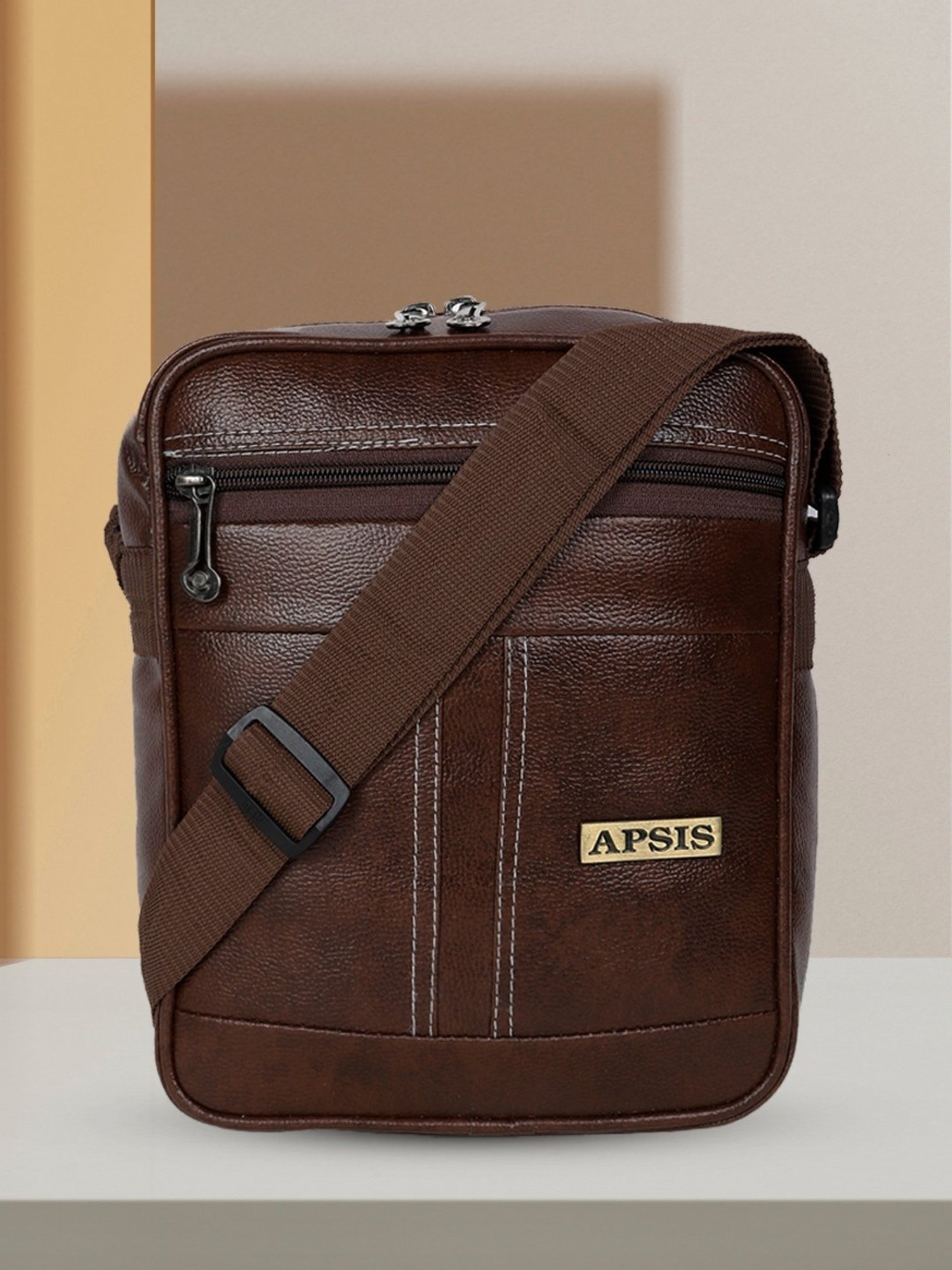 Apsis Brown Textured Large Cross Body Bag
