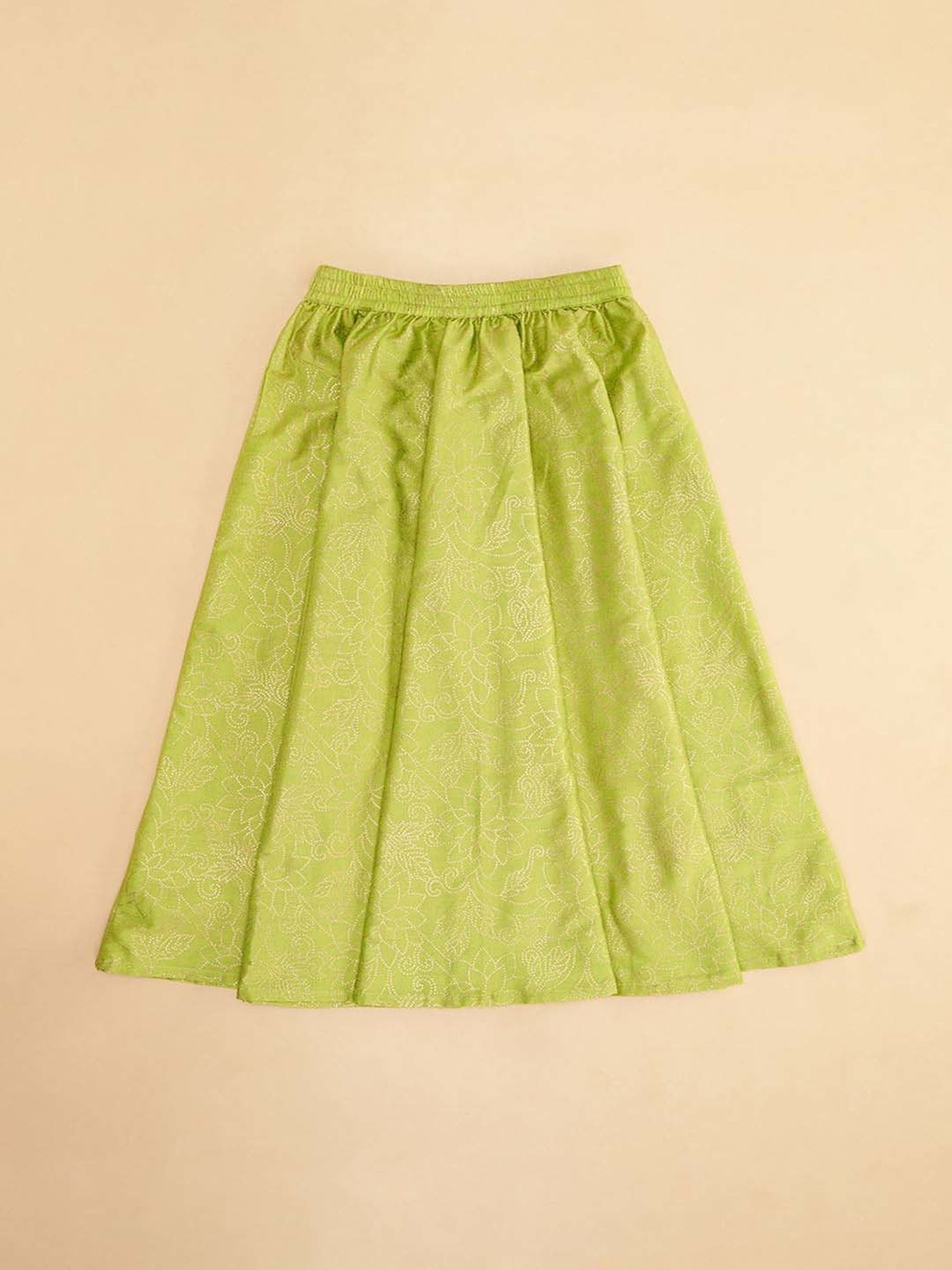 YU by Pantaloons Kids Pink & Lime Green Embroidered Lehenga Cholis