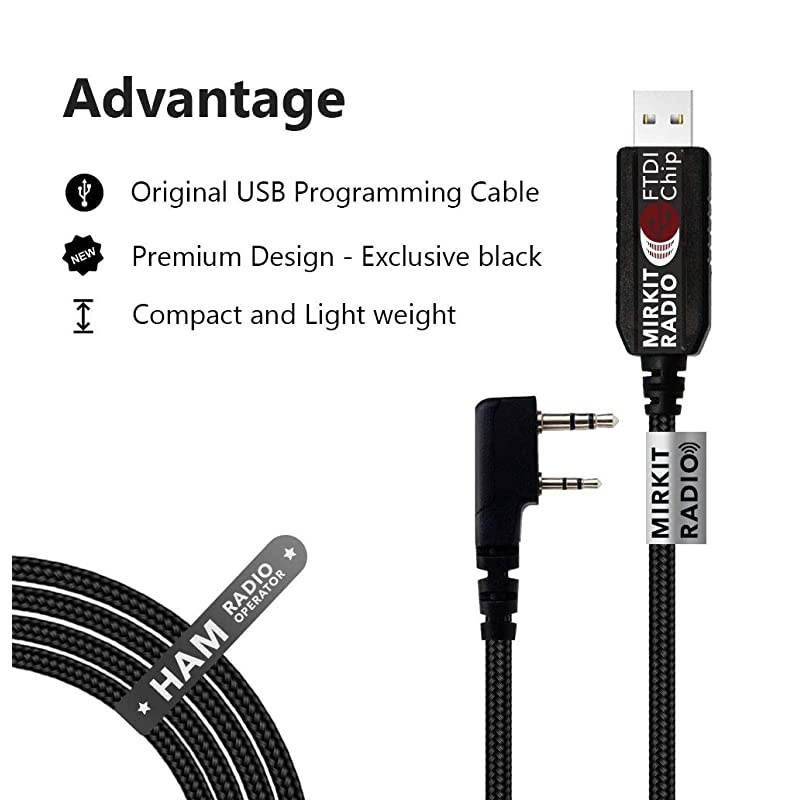 USB FTDI Programming Cable Model 3 Black for Flashing Analogue Ham Radio: Baofeng, , Wouxun, Kenwood, Archell, Retevis
