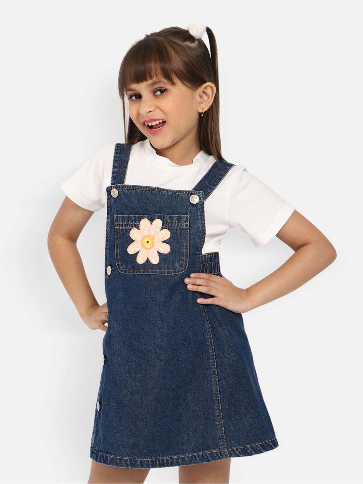 Nauti Nati Kids White & Navy Applique Dress Set