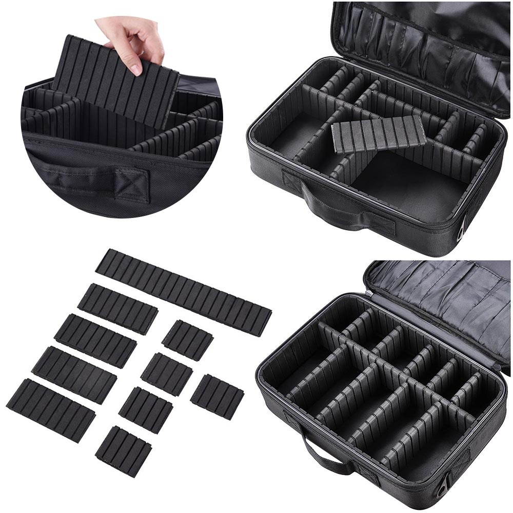 AW&trade; 1200D Cosmetic Train Case Makeup Bag Pouch Shoulder Make Up Show DIY Black