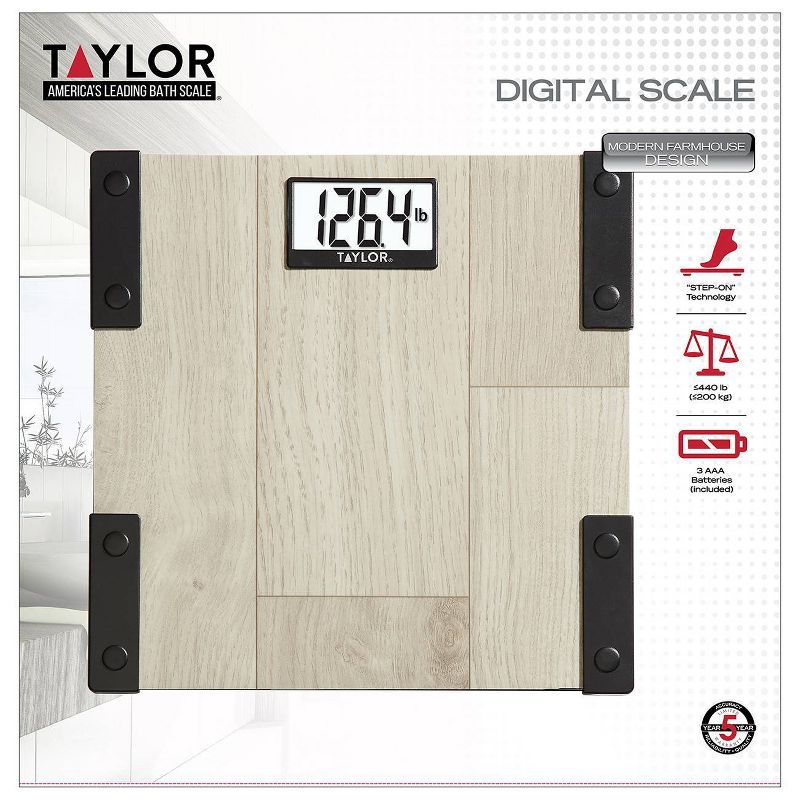 Digital Scale with Modern Farmhouse Design Natural - Taylor