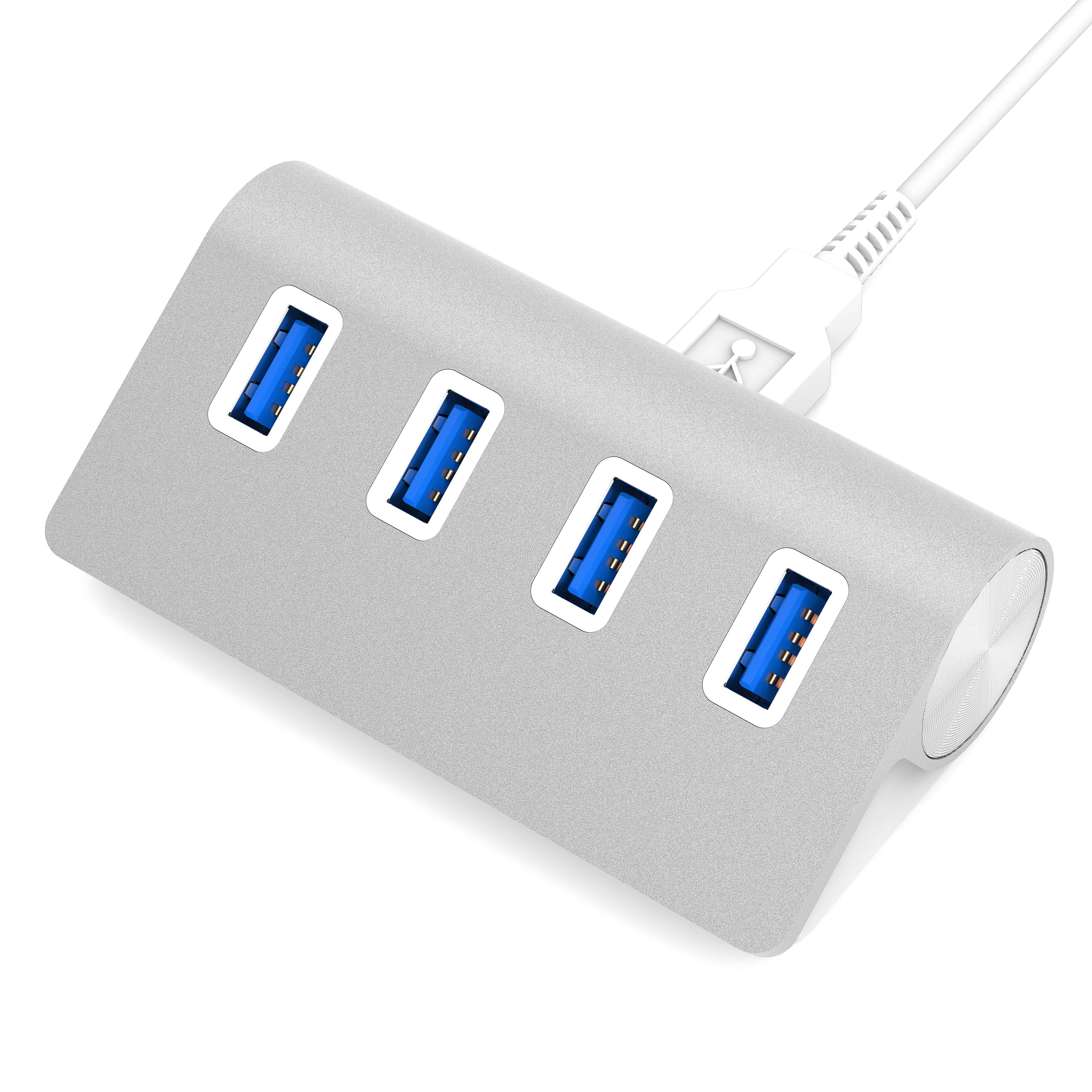 Sabrent 4 Port Aluminum USB 3.0 Hub (30? cable) | Silver (HB-MAC3)