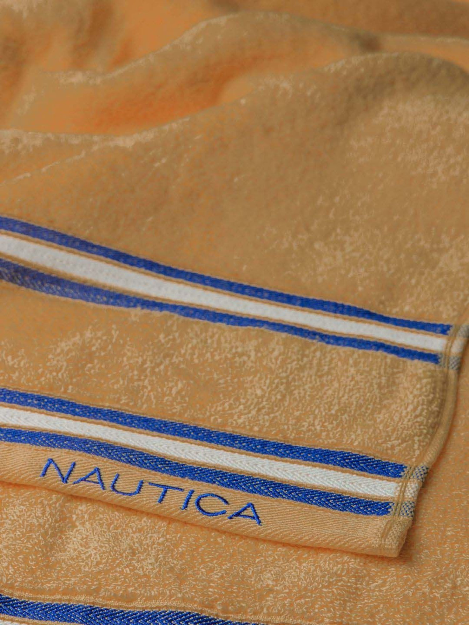Nautica Vintage Crew Stripe Beige & Coral Cotton 500 GSM Super Soft Zero Twist Face Towel - Set of 8