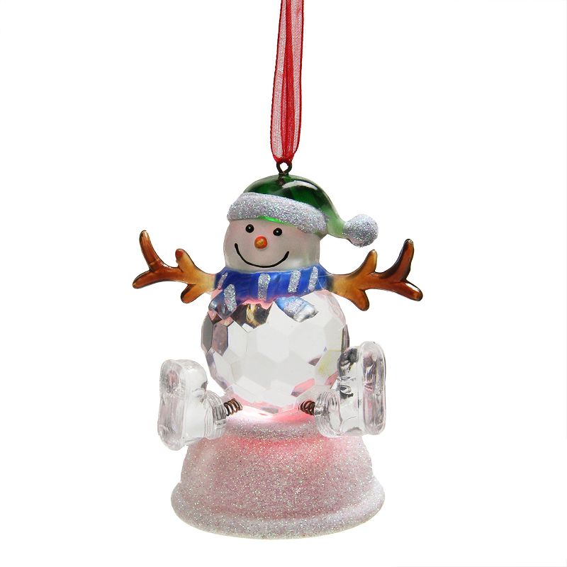 Penn 3" LED Lighted Color-Changing Snowman with Blue Scarf Christmas Ornament