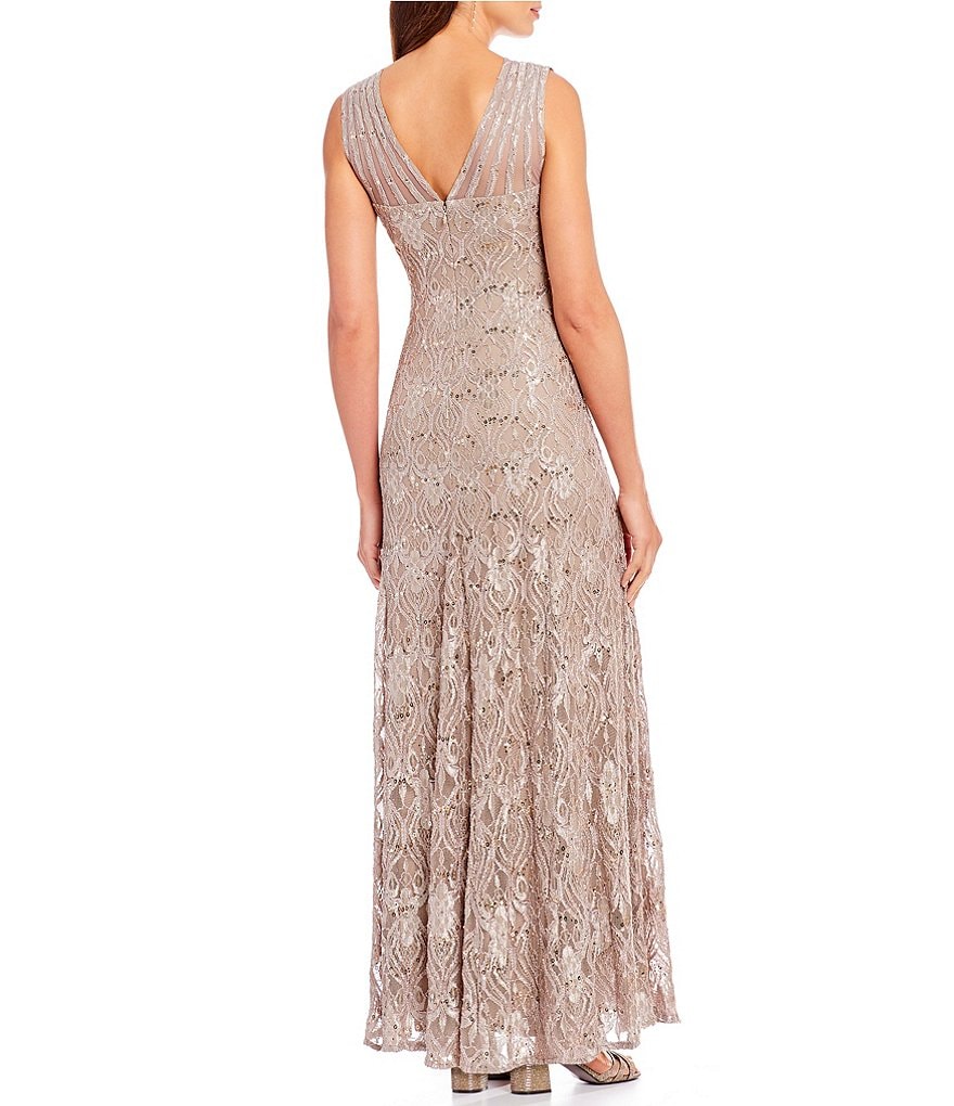 R & M Richards Petite Size Sleeveless Lace Mermaid Dress